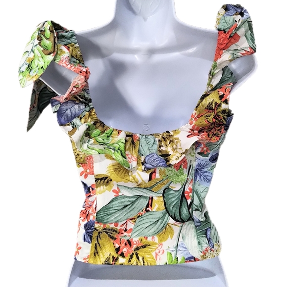 Zara Tropical Print Ruffle Top - Picture 3 of 5